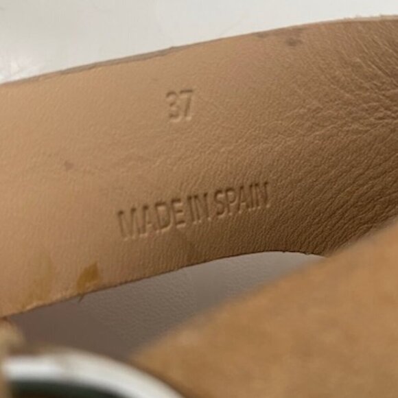 RAG & BONE Calla Dune Tan Suede Buckle Wedge Sandals Sz 37 / US 7-7.5 - Picture 9 of 16